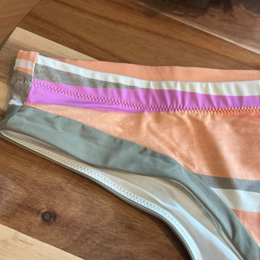 prAna Womens Upswell Swimsuit Bottom LARGE IN Waves UPF 50+
